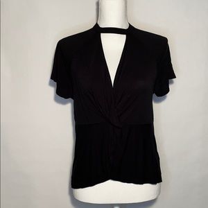 Free people black short sleeve top size small